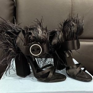 Prada Women’s black heeled sandals Size 36.5 Collectable item.